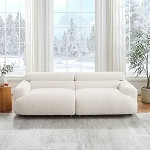 89" Boucle Cloud Loveseat Sofa Couch, Comfy Upholstered Deep Seat Boucle Sofa, Mid Century Modern Couch for Living Room Bedroom